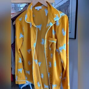 LOFT Yellow Pajama Top with Zebra Print